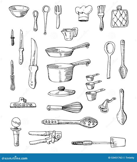 Hand Drawn Cookware Illustrations Stock Vector Illustration Of Fork