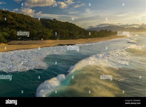 An Aerial View Of The Shoreline At Rockpiles On The North Shore Of Oahu