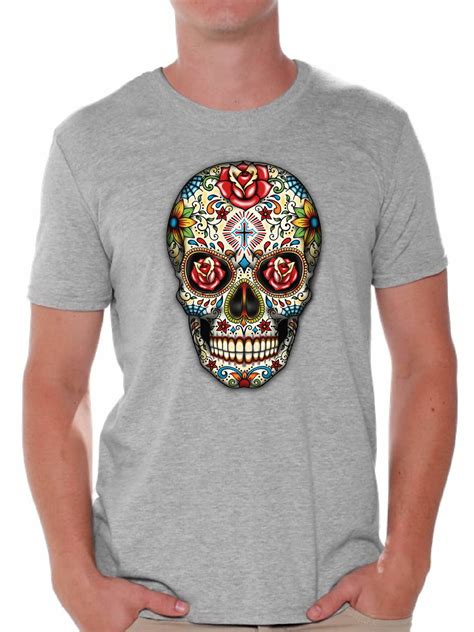 Awkward Styles Rose Eyes Skull Tshirt For Men Sugar Skull Roses Shirt