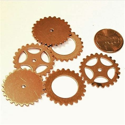 6ea Pure Copper Gears Sprockets Cogs Mixed Bag Larger Sizes Etsy