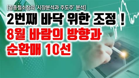 [김종철 시장분석과 주도주] 2번째 바닥위한 조정 8월 바람의 방향과 순환매 10선 Youtube