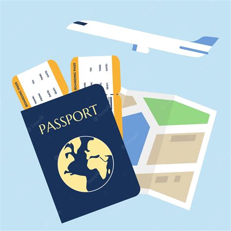 Premium Vector Passport With Tickets Map And Airplane Concept For