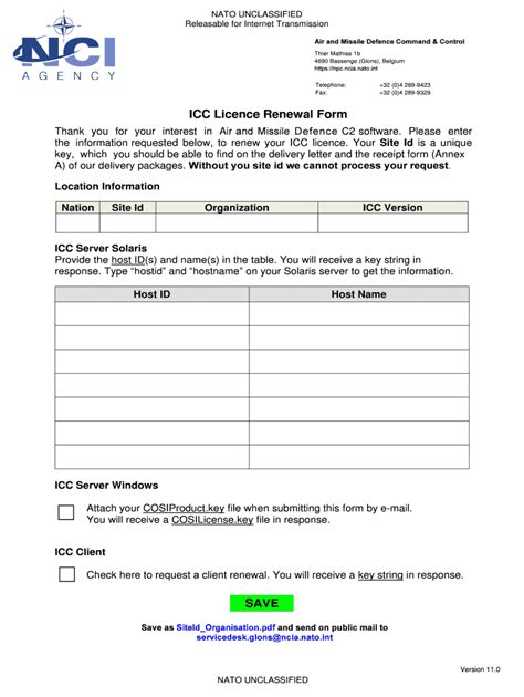 Fillable Online Npc Ncia Nato Icc Licence Renewal Form Save Nato Fax