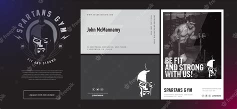 Premium Vector Spartan Gymnastic Set Logo Business Card And Flyer