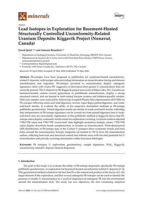 Pdf Lead Isotopes In Exploration For Basement Hosted Structurally