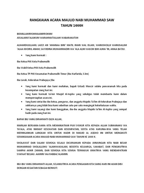 Rangkaian Acara Maulid Nabi Muhammad Saw Pdf