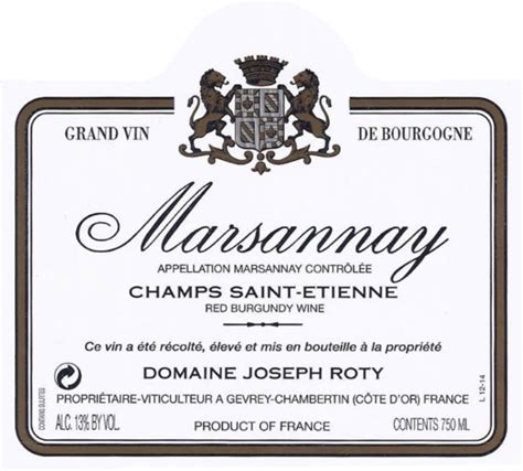 2019 Joseph Roty Marsannay Champs St Etienne Pre Arrival