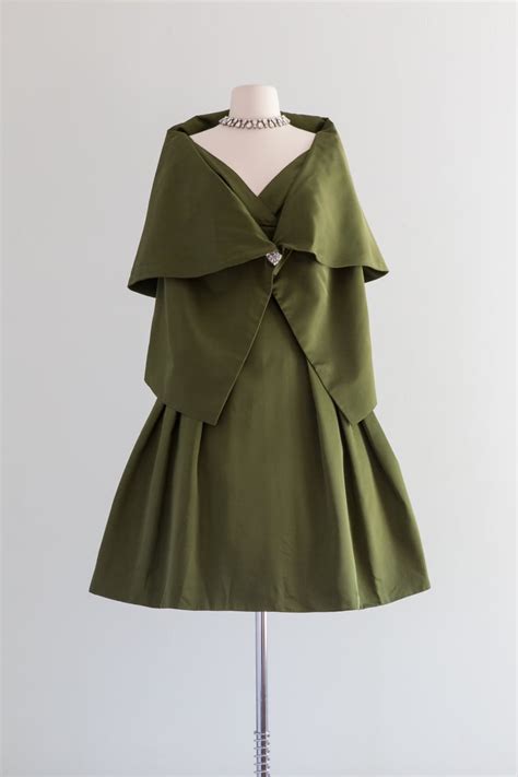 Elegant 1950s Olive Green Cocktail Dress And Jacket Small Xtabay Vintage Portland Or