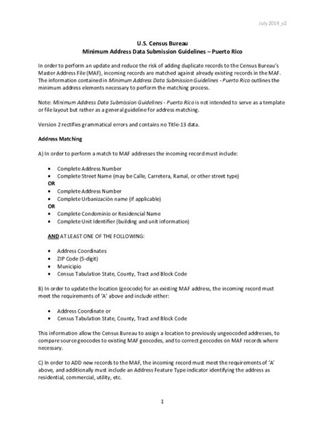 Fillable Online Census Minimum Address Data Submission Guidelines