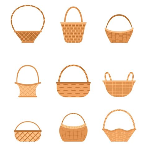 Cestas De Mimbre Para Pascua Para Un Picnic Ilustraci N Vectorial