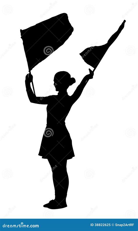 Drum Majorettes Waving Flags Line Girl Stock Vector Image 38822625