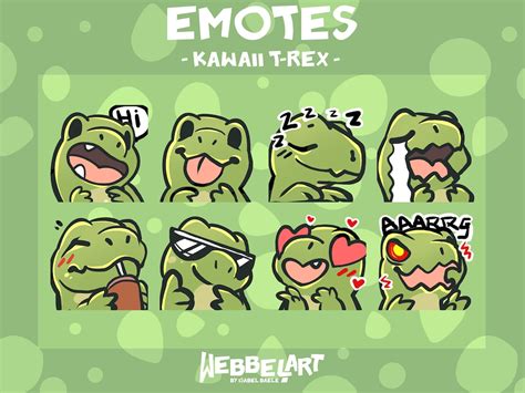 TREX EMOTES Set 8 Twitch Discord Youtube Streaming Cute Kawaii Chibi