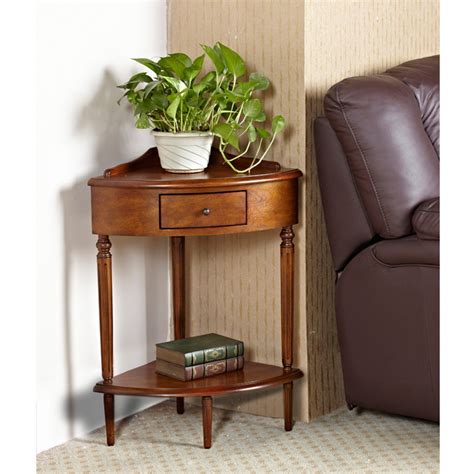 Leick Home Corner Hardwood Accent Table In 2020 Corner Accent Table Accent Table Decor Small