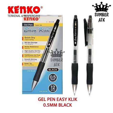 Jual Kenko Gel Pen Easy Klik Pena Pulpen Hitam Pulpen Cetek Shopee