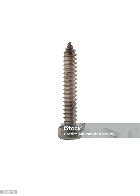 Metal Screw With A Wrench Head Insulated On A White Background Isolated Selftapping Screw Stock