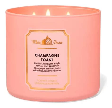 Bath And Body Works Vela Blanca Champagne Toast Mechas Color Nude Fragancia Champan Burbujeante