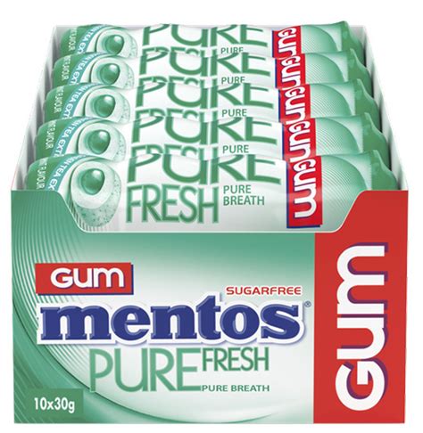 Mentos Pure Fresh Spearmint Gum Display Of 12 3p