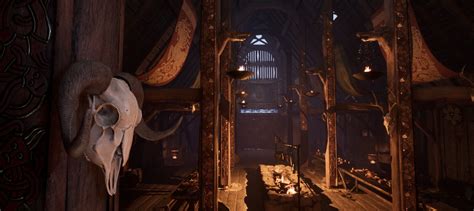 a large animal skull sitting on top of a wooden floor next to a doorway ...