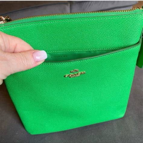 Coach Bags Coach Bright Green Pebble Leather Gold Tone Adjustable