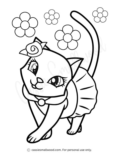 Girl Cat Coloring Page Cassie Smallwood