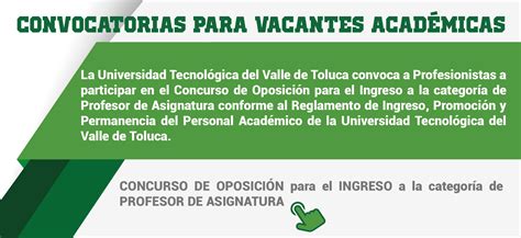 Convocatorias Para Vacantes Académicas Universidad Tecnológica Del