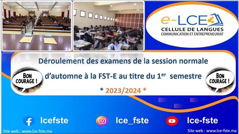 D Roulement Des Examens De La Session Normale D Automne La Fst E