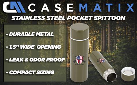 Casematix Stainless Steel Pocket Spittoon 5 Ounce Travel