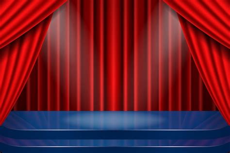 Fondo De Escenario De Teatro Con Cortinas Rojas Y Luces Vector Premium