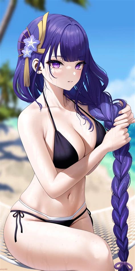 Purple Hair Big Boobs Cleavage Braids Moles Mole Under Eye