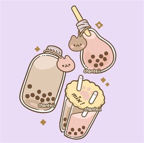 Cute Art Everyday On Instagram Kawaii Boba 🐱 Inspiration By Chanteii