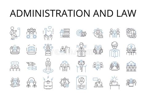 Administration And Law Line Icons Collection Management Governance Regulation Authority