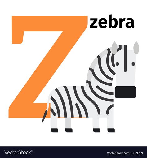 English animals zoo alphabet letter z Royalty Free Vector