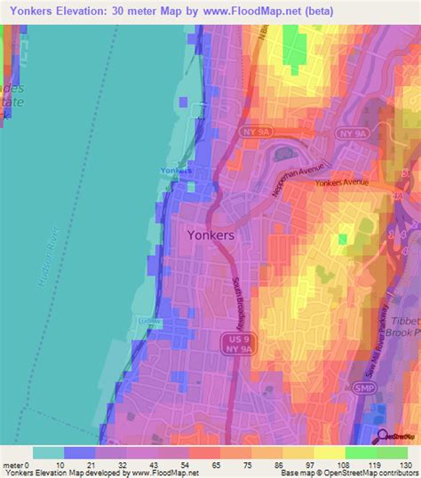 Elevation Of Yonkersus Elevation Map Topography Contour