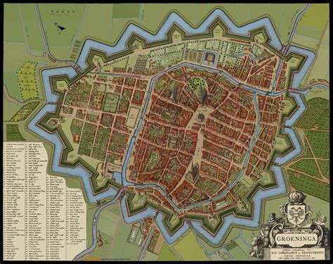 Tof De Stadskaart Van Groningen Uit Atlas Van Blaeu Met De Hand