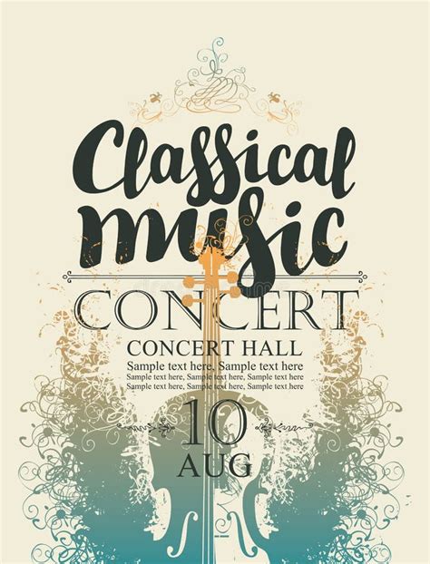 Cartaz Para O Concerto Da Música Clássica Violino Ilustração do