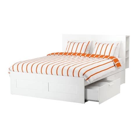 Brimnes Bed Frame With Storage And Headboard Queen Luröy White Ikea