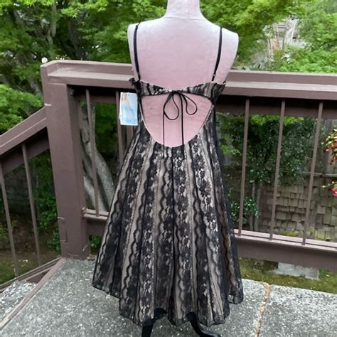 Niki Lavis Dresses Niki Livas Black Lace On Nude Spaghetti Strap