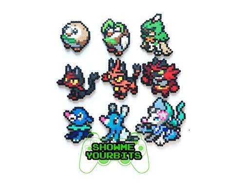 Pokemon Sun and Moon Generation 7 Starters Perler Sprites Pokemon ...