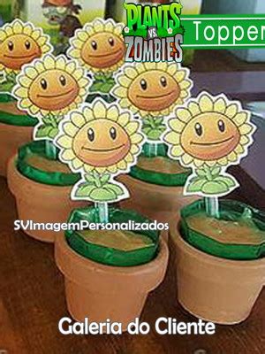 Plants Vs Zombies Topper De Doce Unidades Girassol Compre Produtos