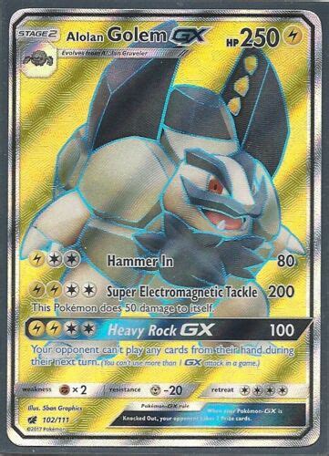 ALOLAN GOLEM GX 102 111 CRIMSON INVASION POKEMON FULL ART HOLO ULTRA