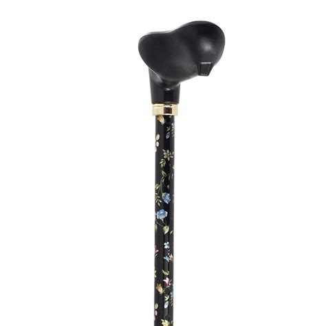 Orthopaedic Black Floral Walking Cane Walkingsticks Co Uk