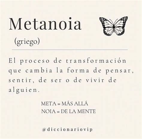 The Words Metanoia Written In Spanish Are Shown With A Butterfly Flying