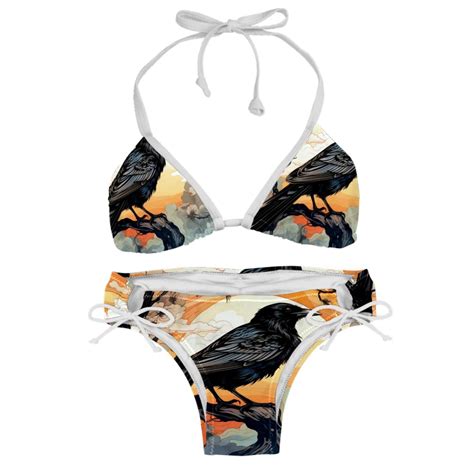 Crow Detachable Sponge Adjustable Strap Bikini Set Two Pack Beach