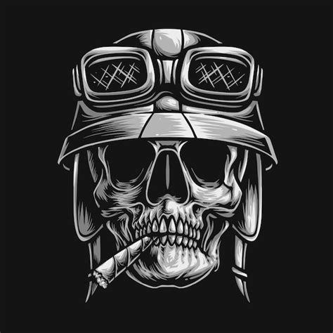 Motociclistas de calavera con ilustración de casco Vector Gratis