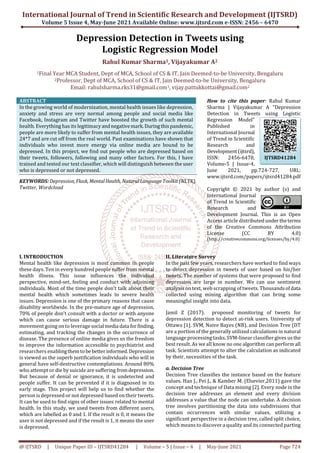 Depression Detection In Tweets Using Logistic Regression Model PDF