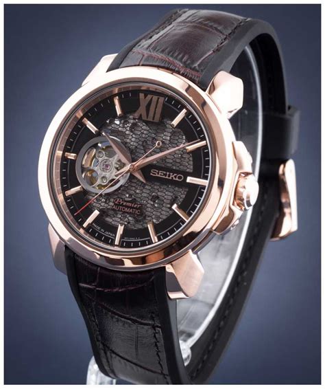 Seiko Mens Premier Limited Edition Automatic Skeleton Rosegold