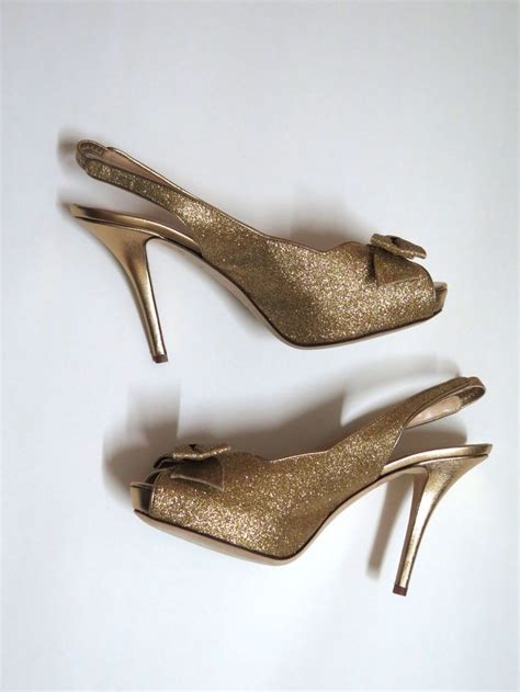 Brand New Kate Spade Gold Glitter Slingback Pumps Size Us 9 150