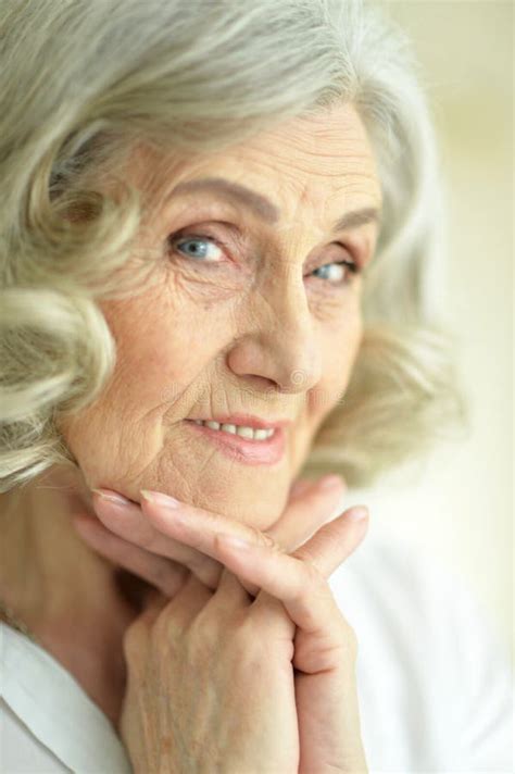 Beautiful Smiling Senior Woman Posing At Home Stock Image Image Of