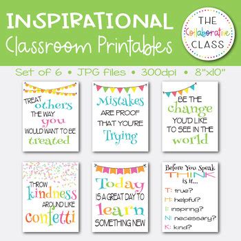 Inspirational Classroom Printables {6 total signs} - The Collaborative Class