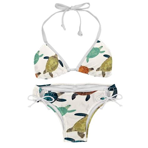 Turtle Seamless Women S Bikini Set With Detachable Sponge And Adjustable Strap Two Pack Ideal